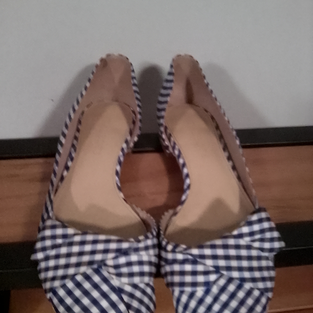 Talbots Blue and White Flats with Elegant Bow